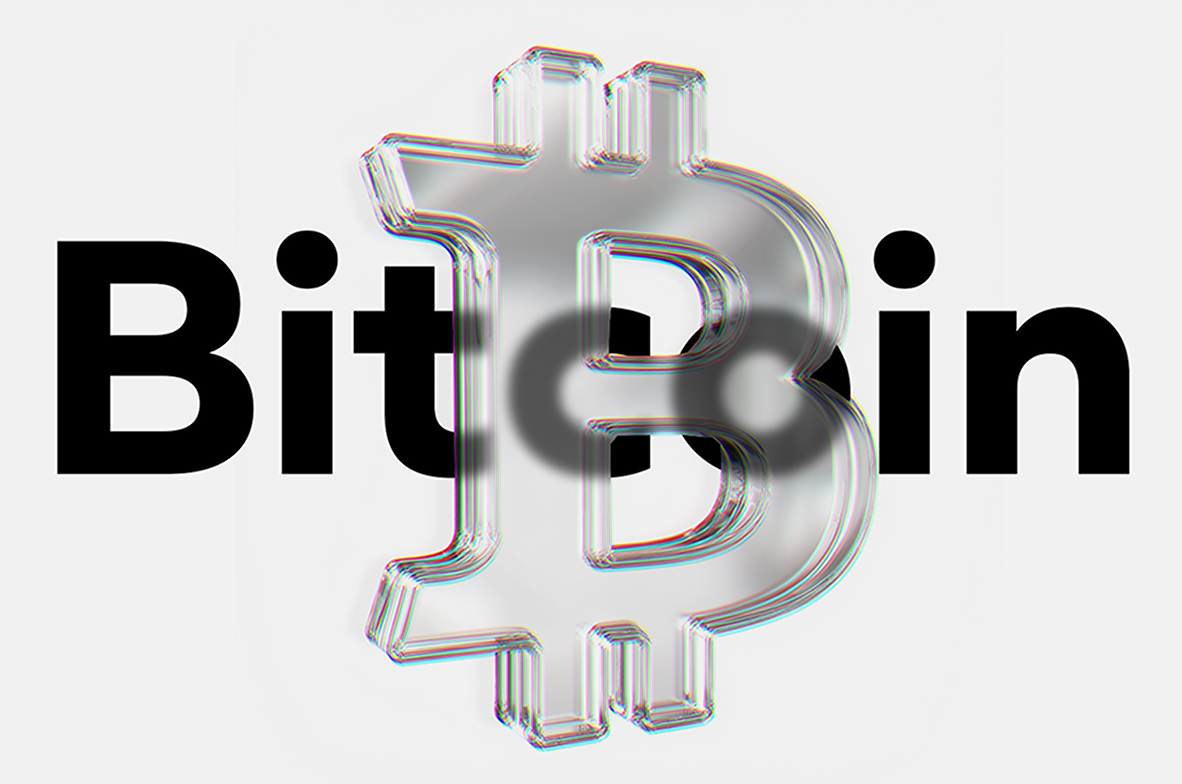 Rotating glassy bitcoin logo